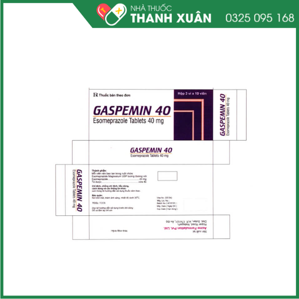 Gaspemin 40 trị trào ngược dạ dày, loét dạ dày - tá tràng